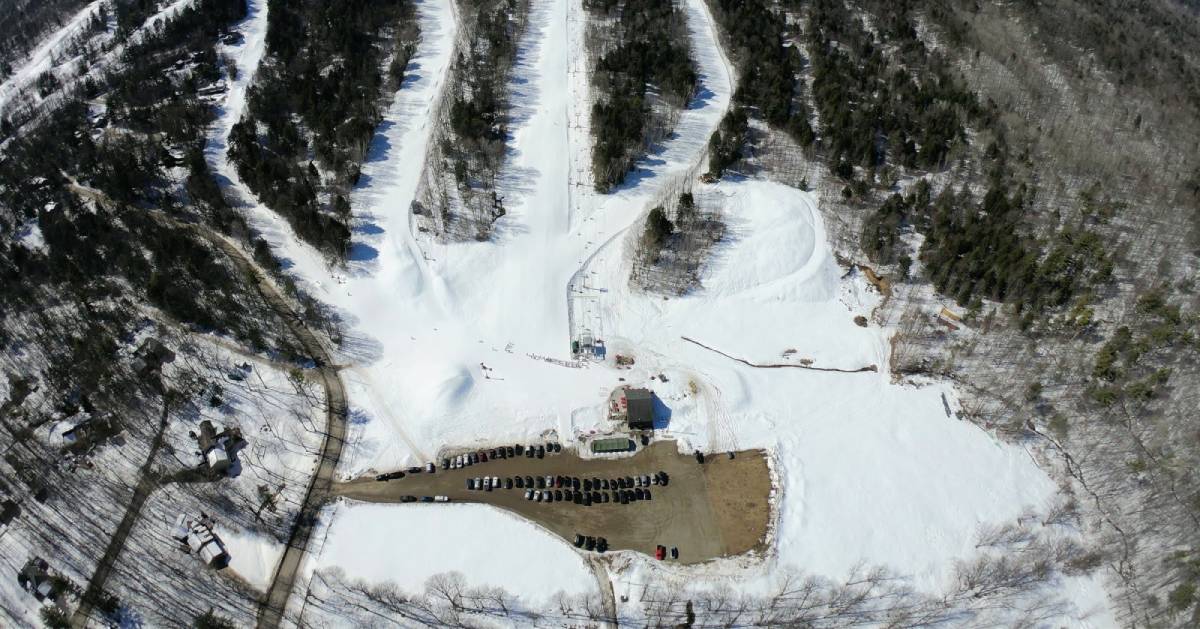 aerial view of ski mountain