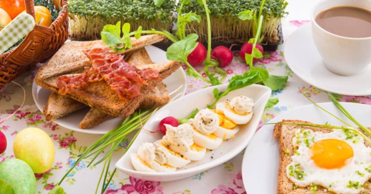 table set for Easter brunch