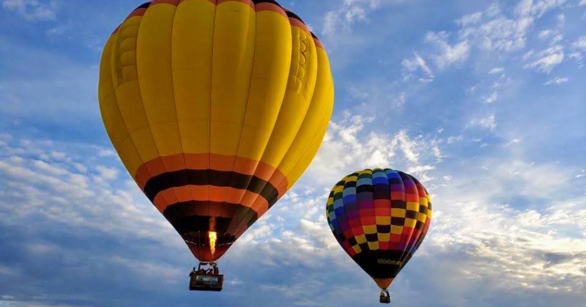 two hot air balloons in the sky