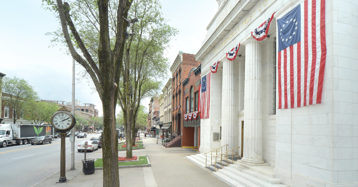 view of buildings along broadway in saratoga springs