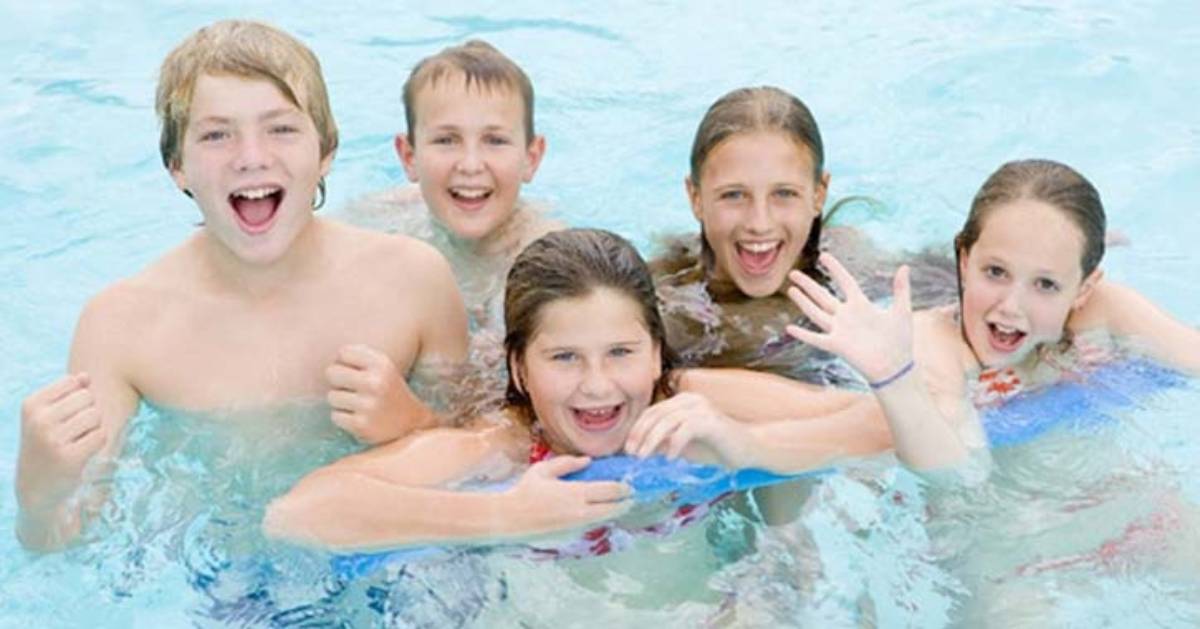 kids in a pool