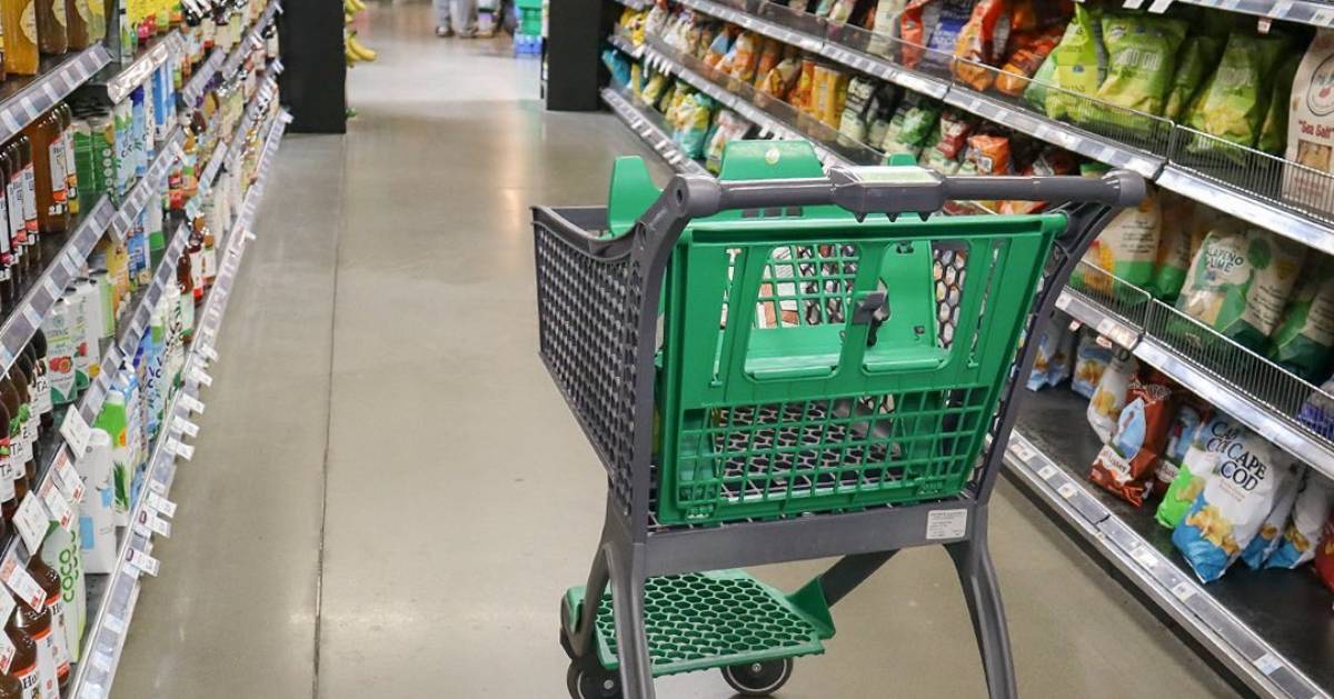 grocery store cart in aisle 