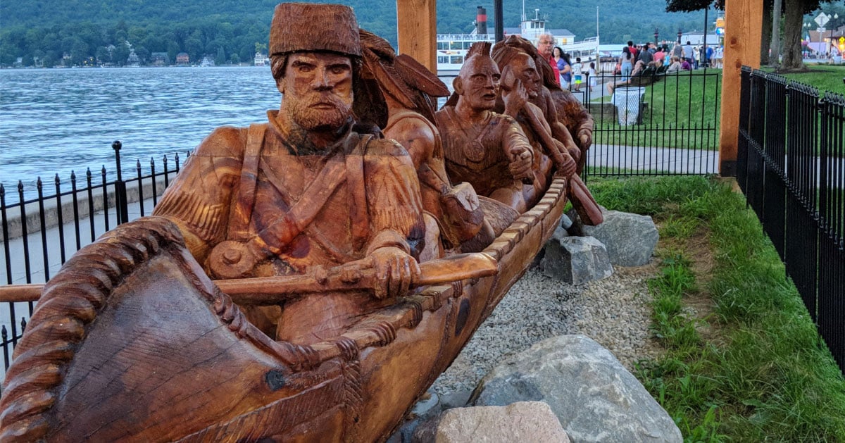 boat statue in lake george