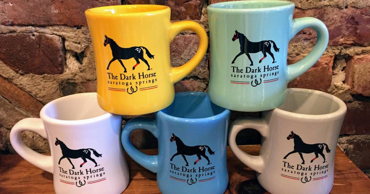 five horse themed mugs