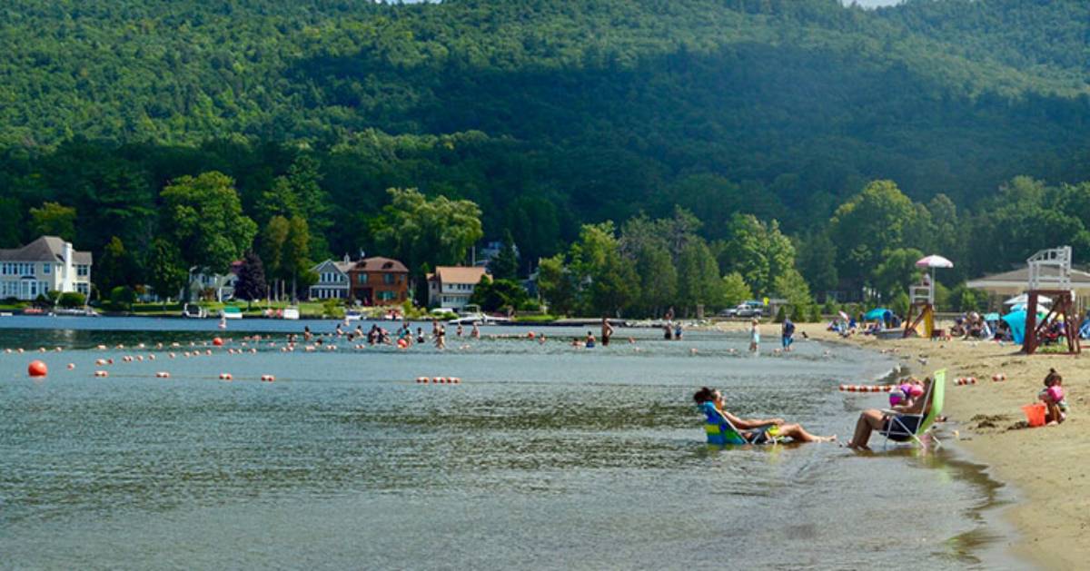 people relaxing on a sandy beach