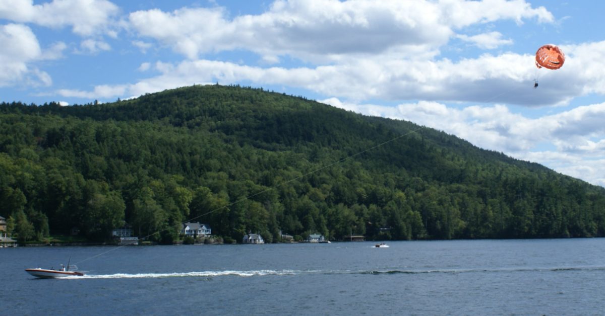 parasailing over Lake George