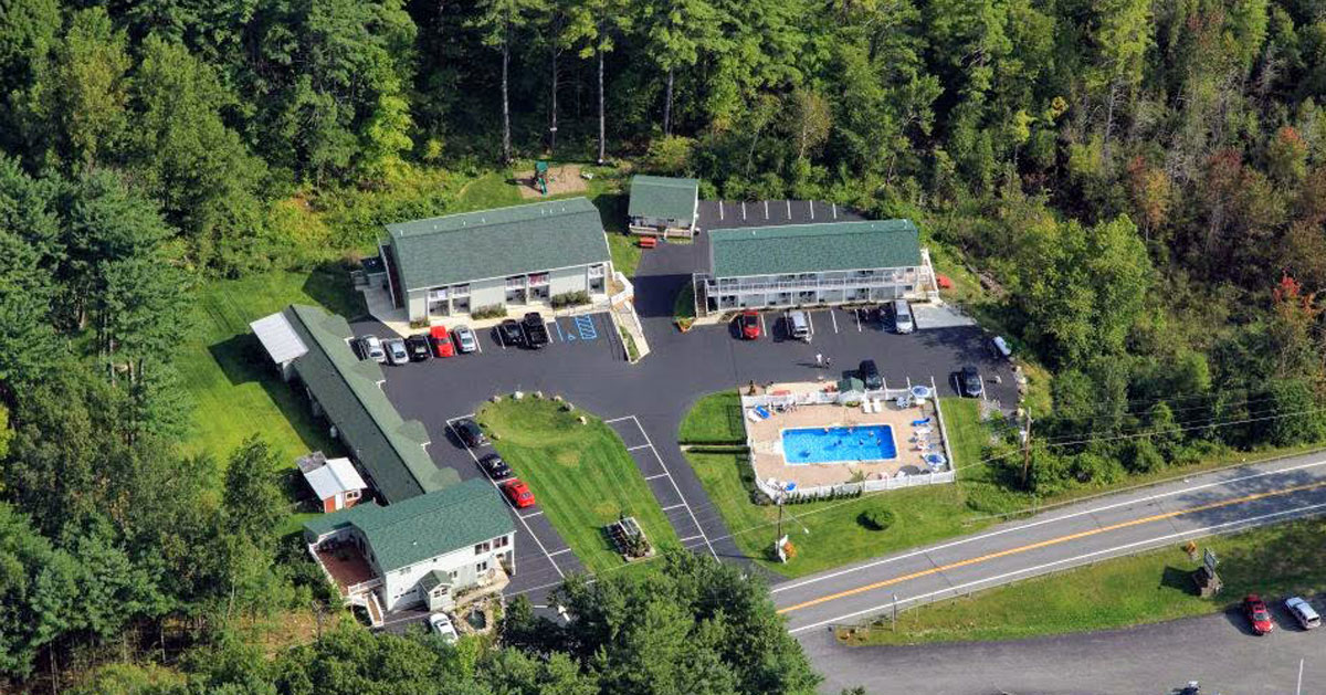 aerial view of resort and pool