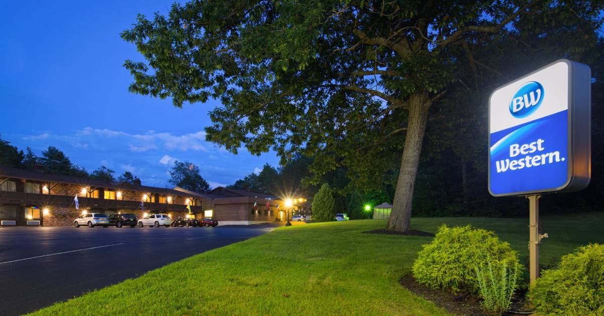 outside Best Western at night