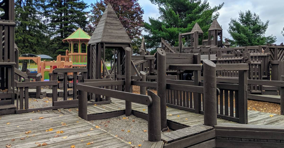 large wooden playground