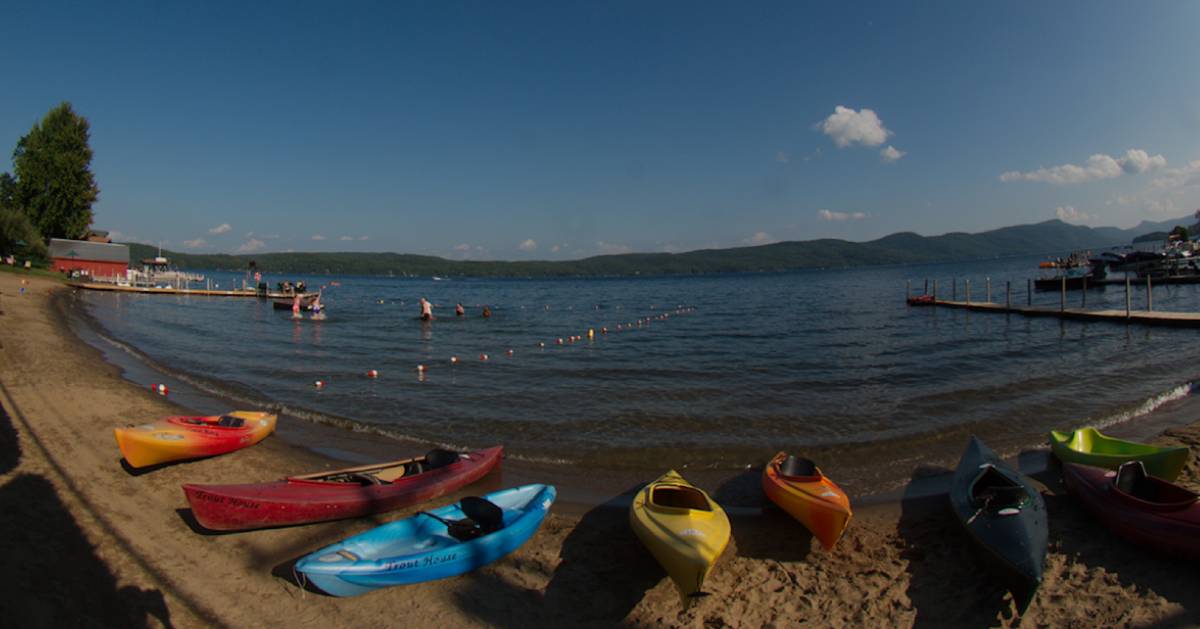 kayaks on the beach