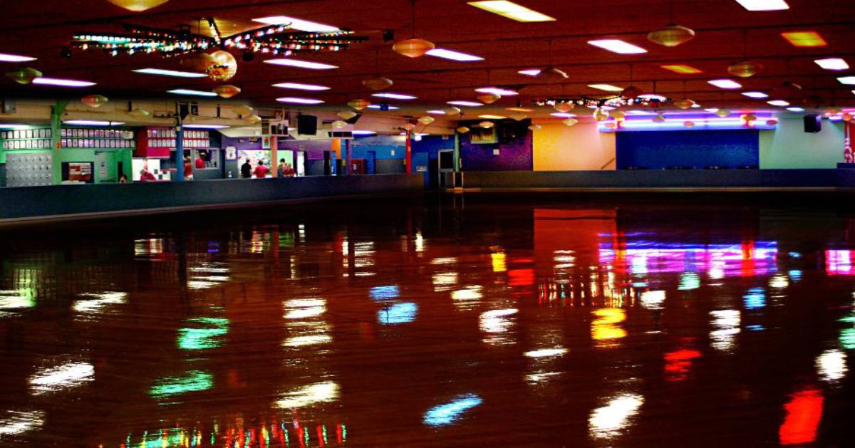 indoor roller skating rink with lights