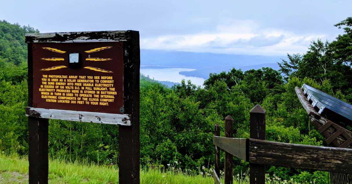 view of sign and summit