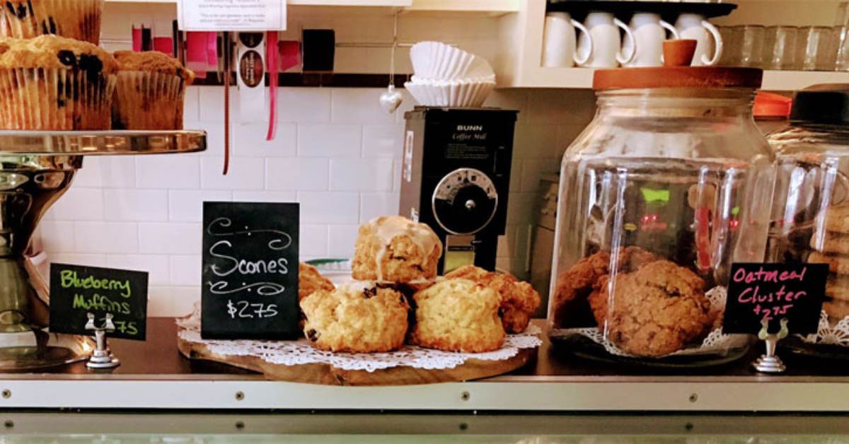 cafe counter with baked goods