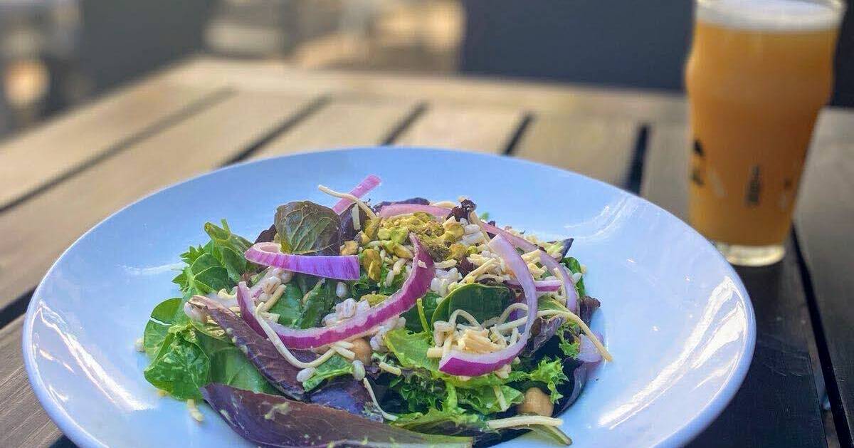 barley greens salad and beer