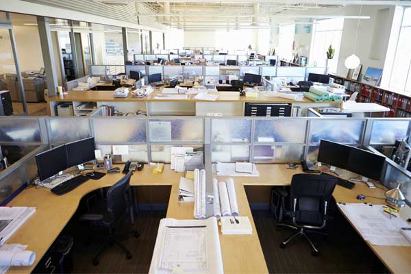 open office with cubicles