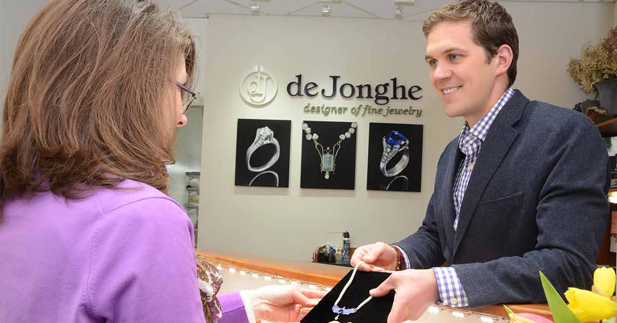 woman at jewelry store counter