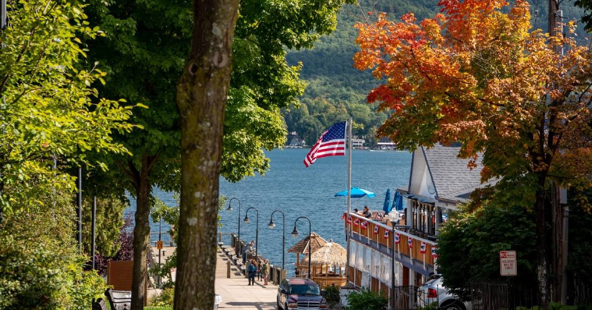 fall scene near Lake George Beach Club