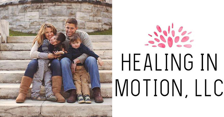 family and logo for healing in motion