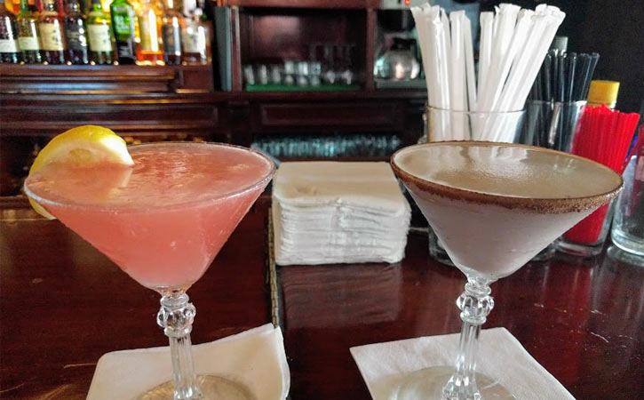 cocktails on a bar