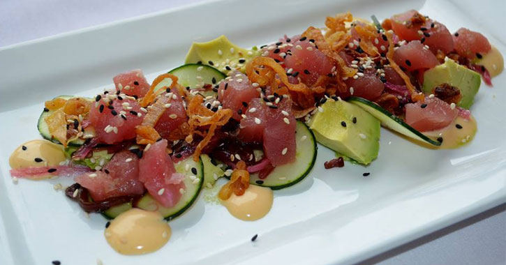 what looks like a cucumber and tuna salad