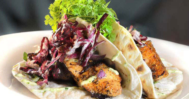what looks like fish tacos artfully plated