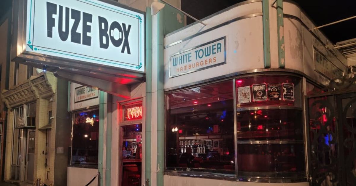 the exterior of the fuze box at night