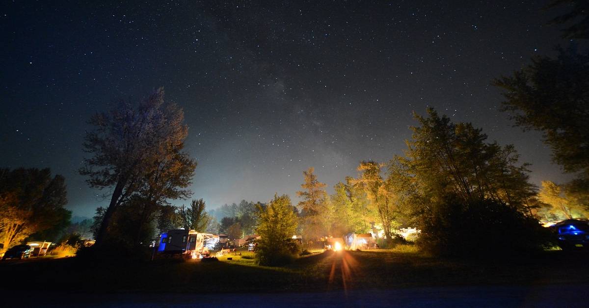 campground at night under the stars