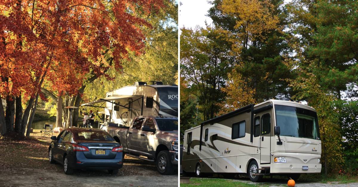 split image with RVs in the fall