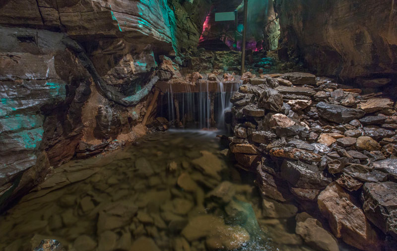 underground waterfall in Howe Cavern