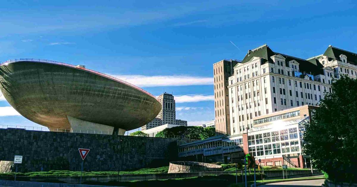 the egg in front of a blue sky