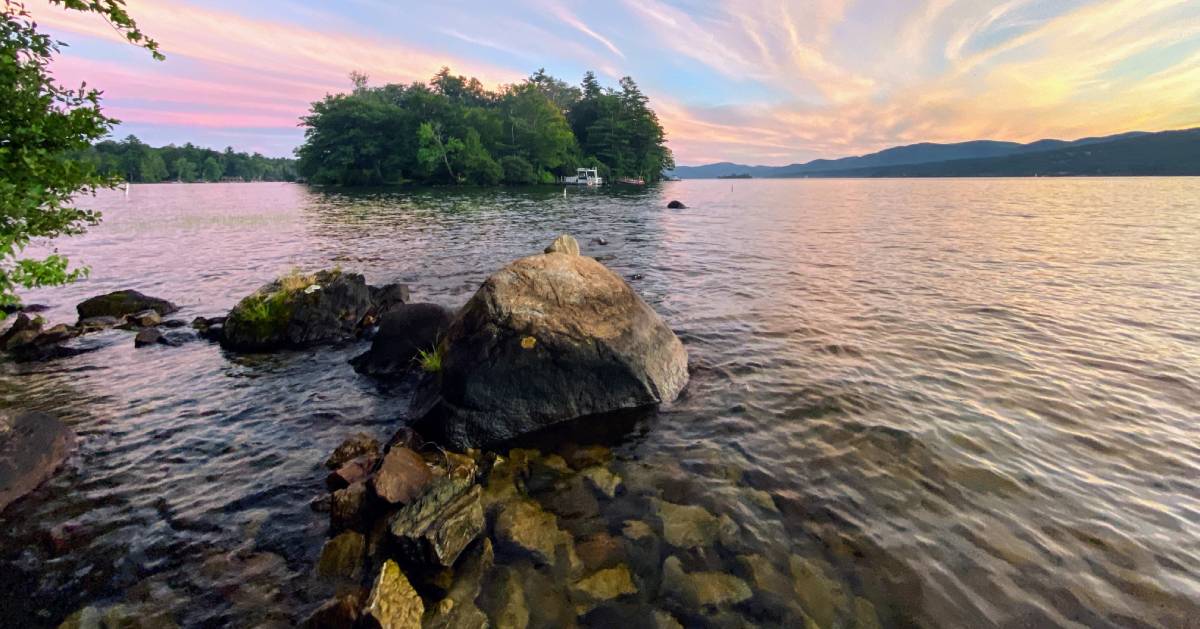 view of sunset over water