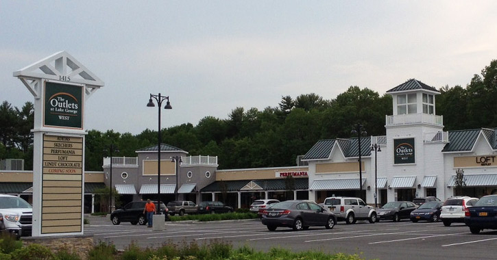 exterior of the outlets at lake george