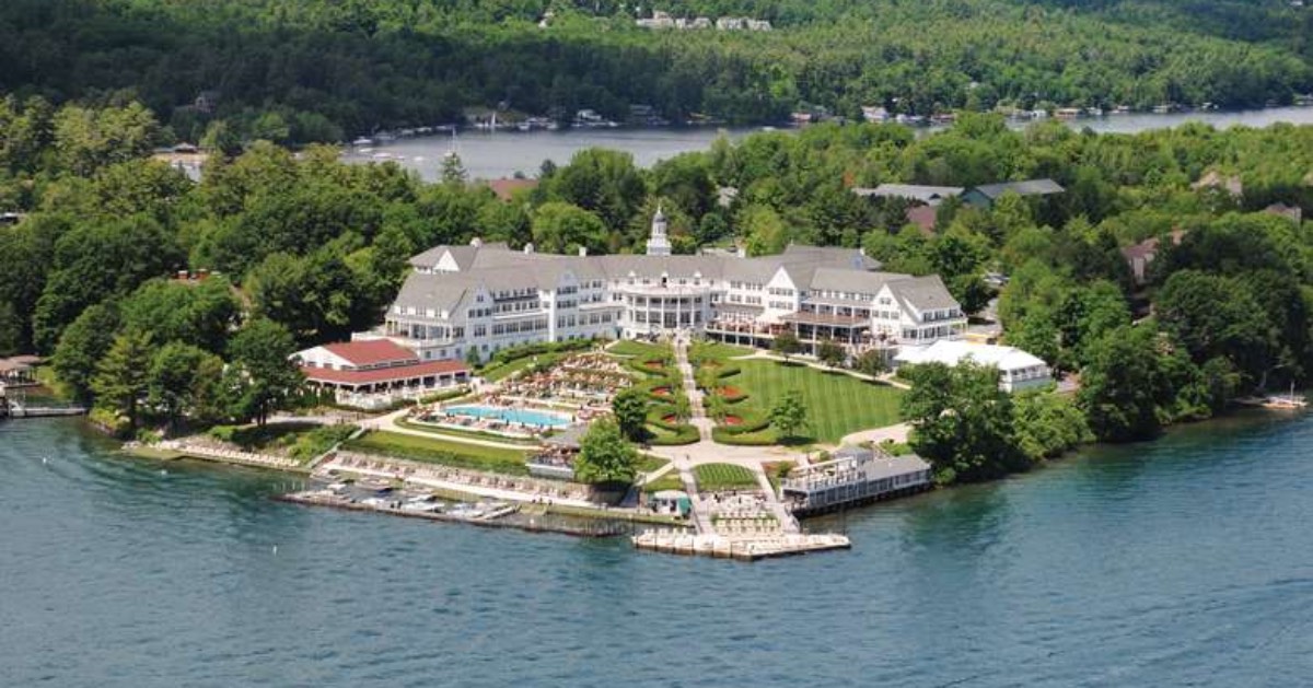 aerial view of the sagamore resort on Lake George