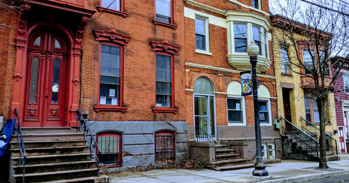 brownstone buildings