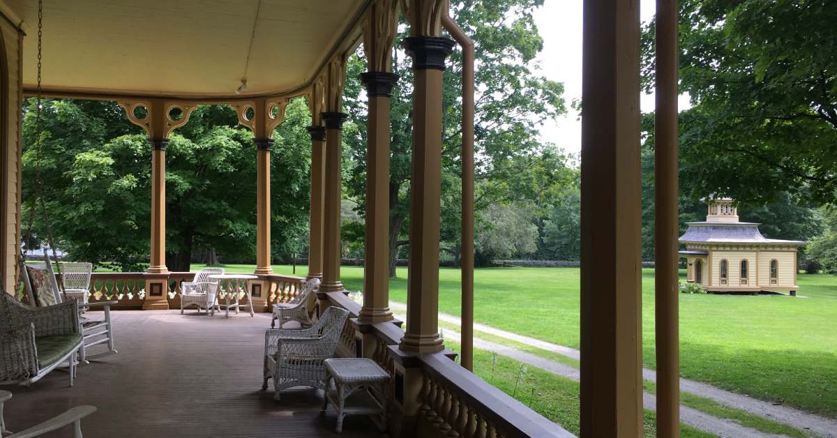 porch at the park mccullough house overlooking the kids playhouse