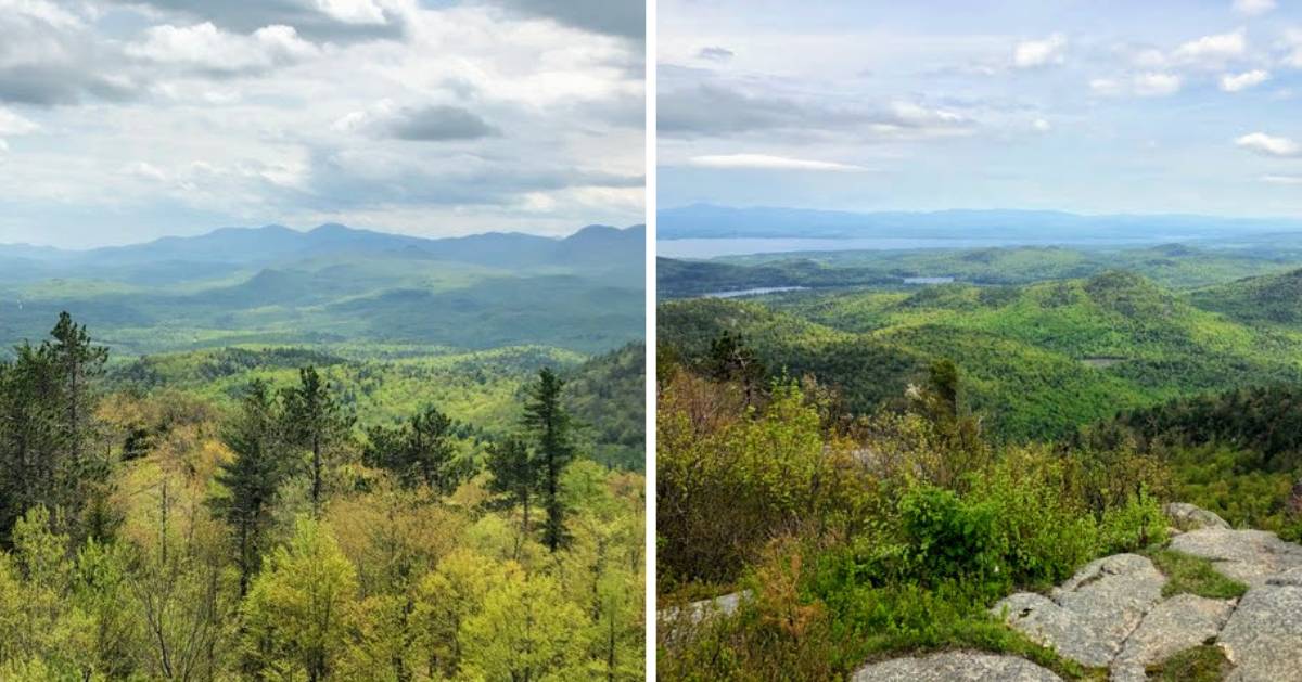 image split in two of photos of mountain landscape