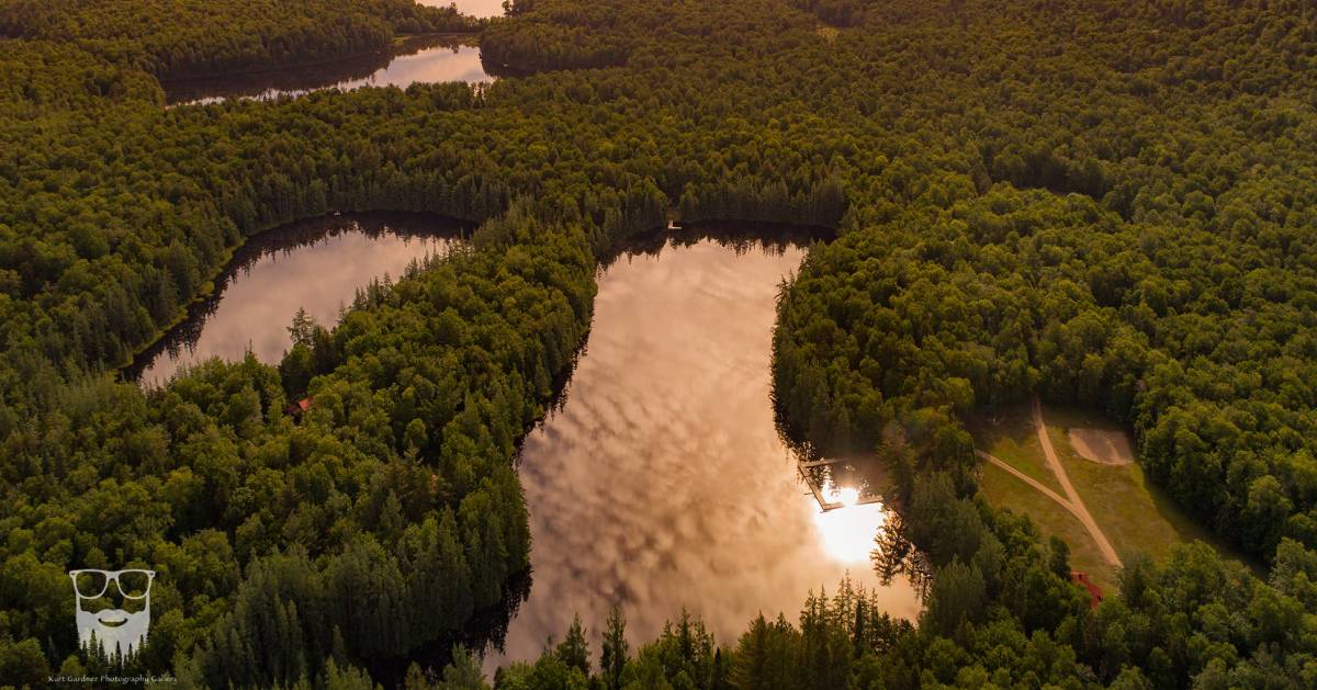 aerial view of lakes