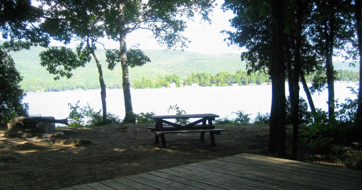 campsite with picnic table