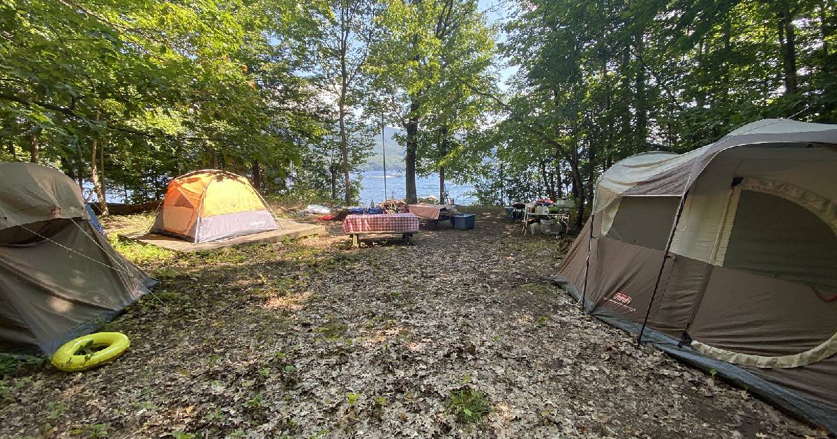 campsite with several tents