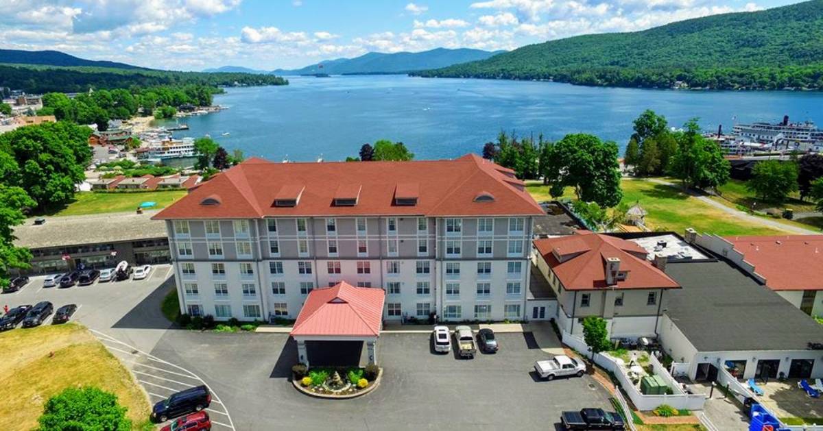 aerial view of Fort William Henry Hotel