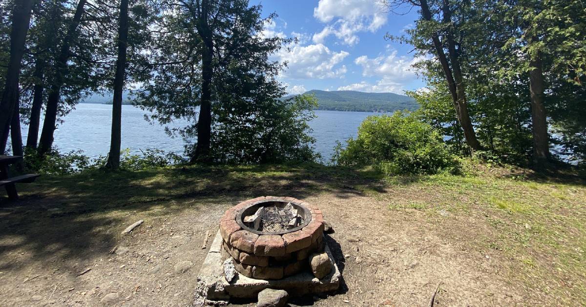 campsite with firepit