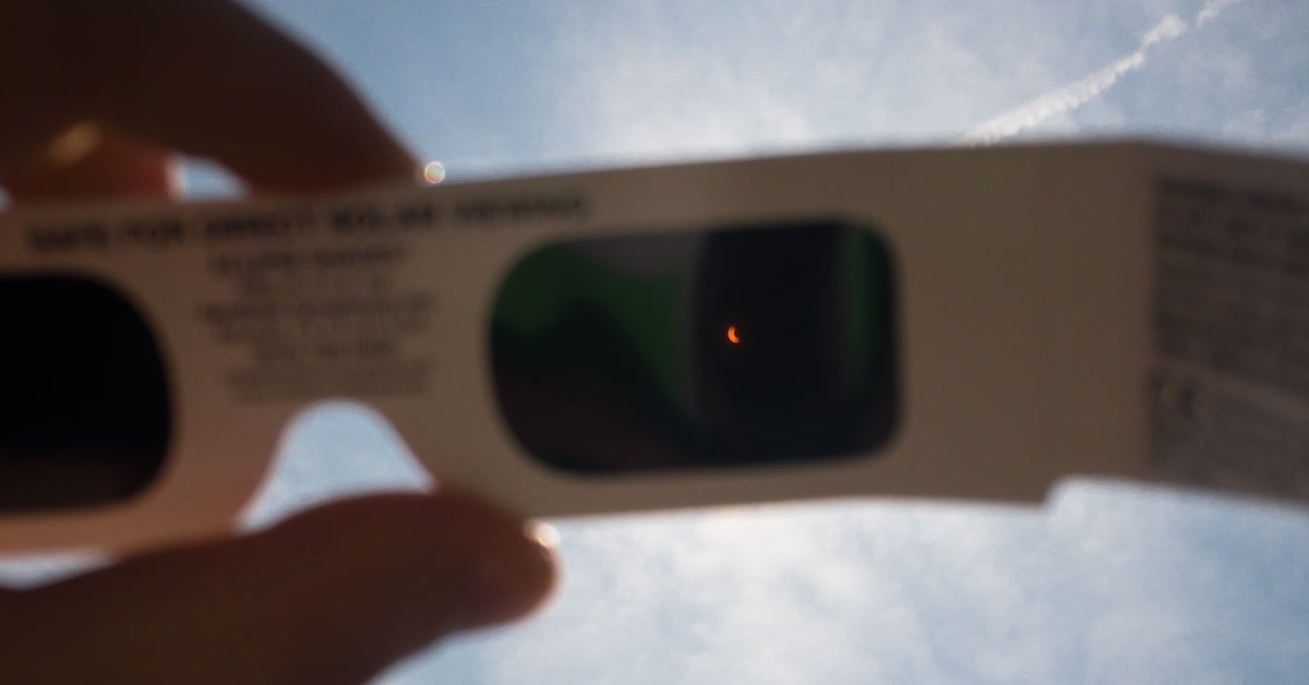 sun through solar eclipse glasses