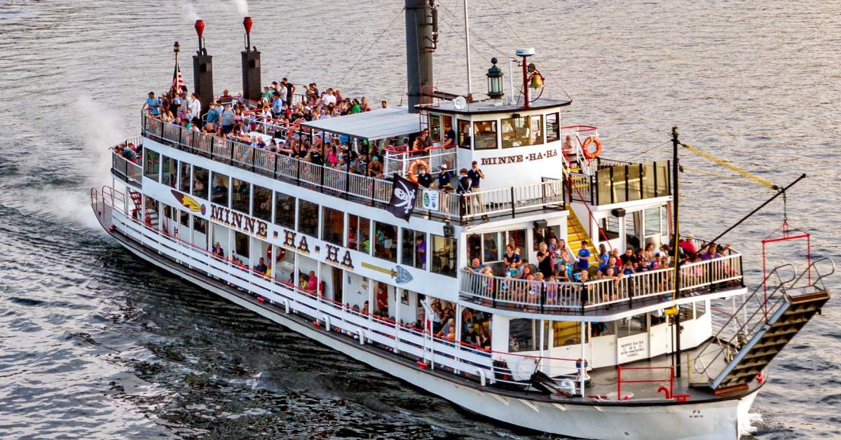 cruise ship with small pirate flag