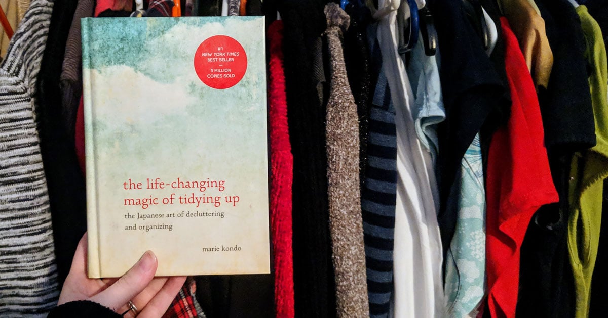 Book in front of clothes 