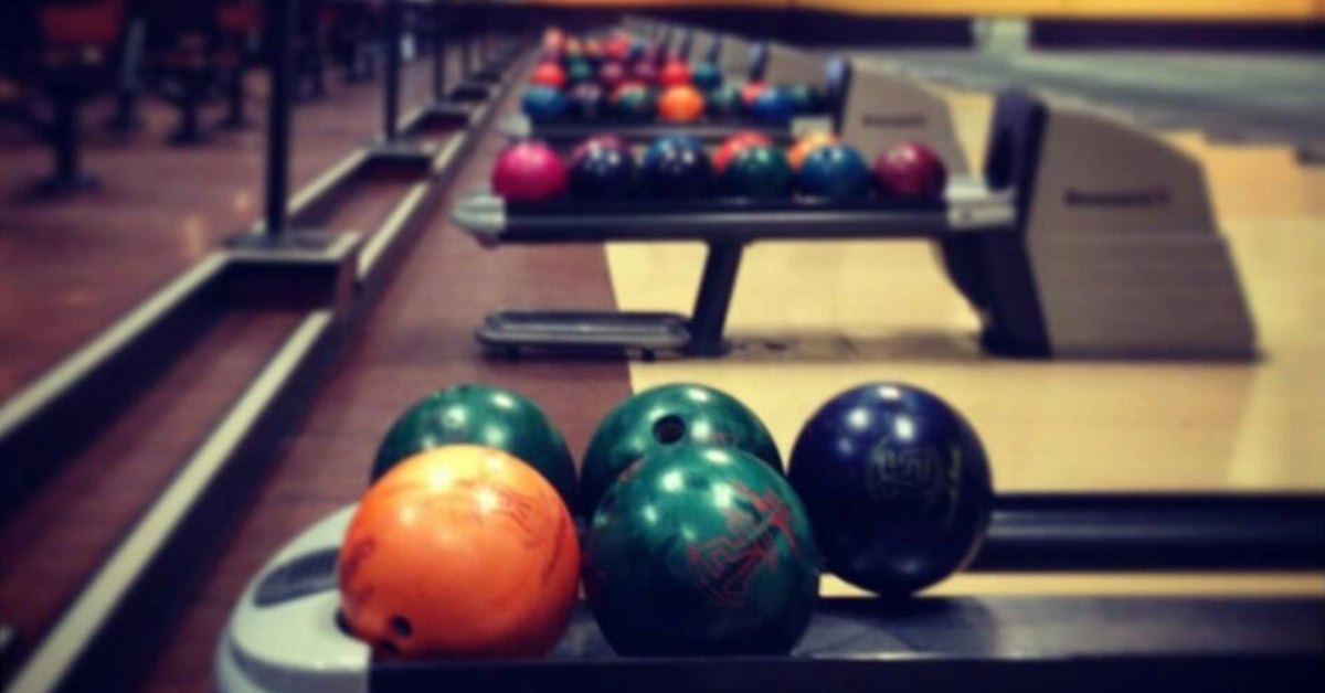 bowling balls at a lane