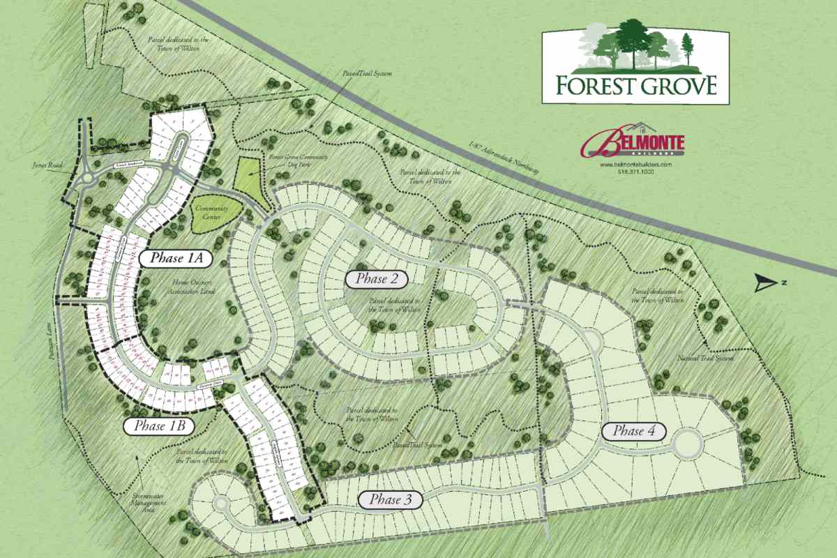 map of the Forest Grove Community with different planned home phases