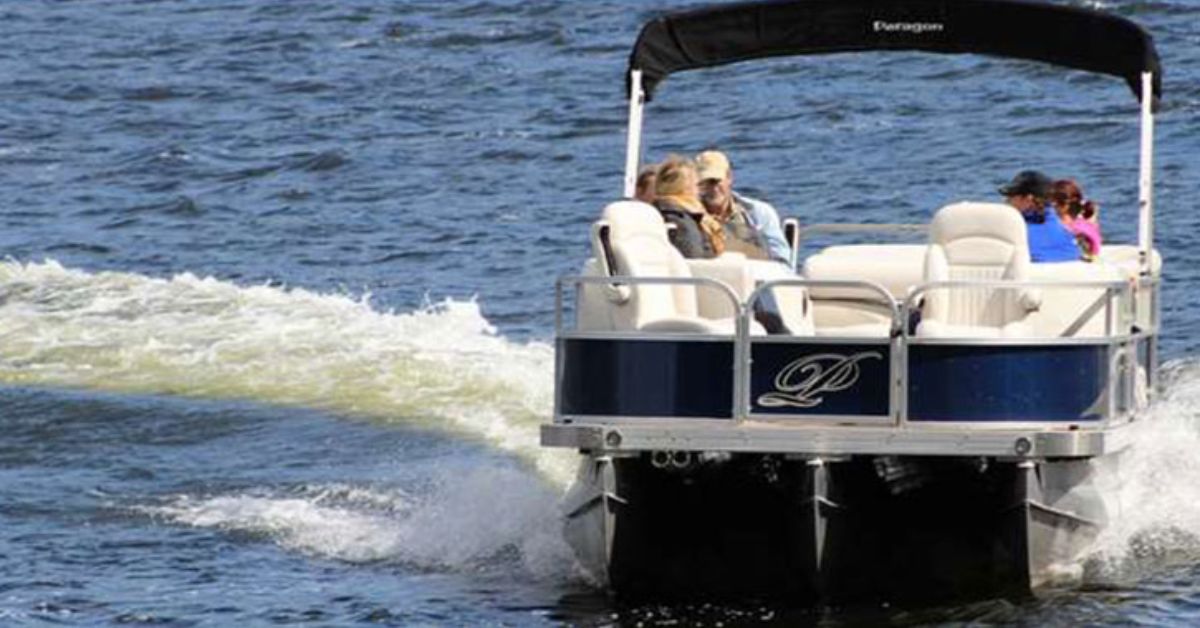 people riding in a pontoon