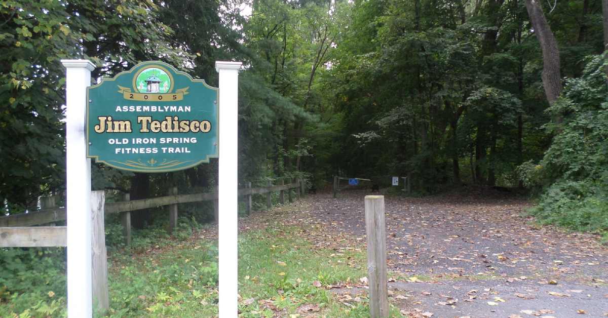 Jim Tedisco Fitness trail sign at the trailhead