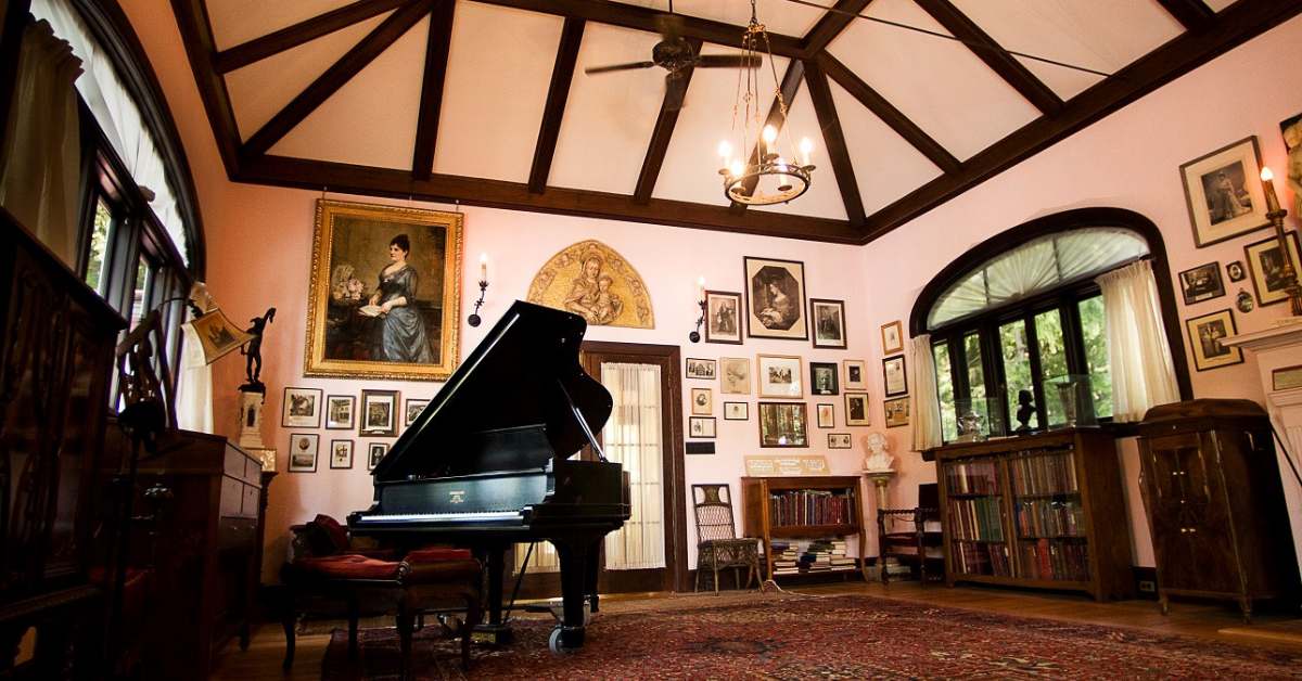 inside museum with grand piano