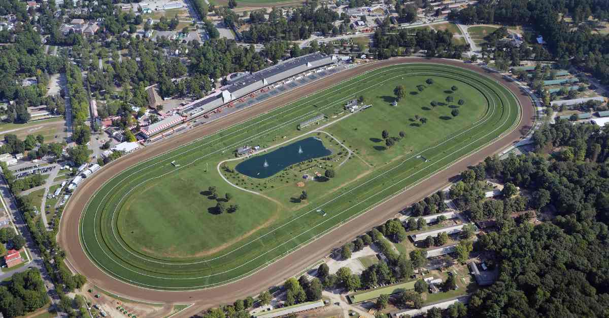 an aerial view of Saratoga Race Course